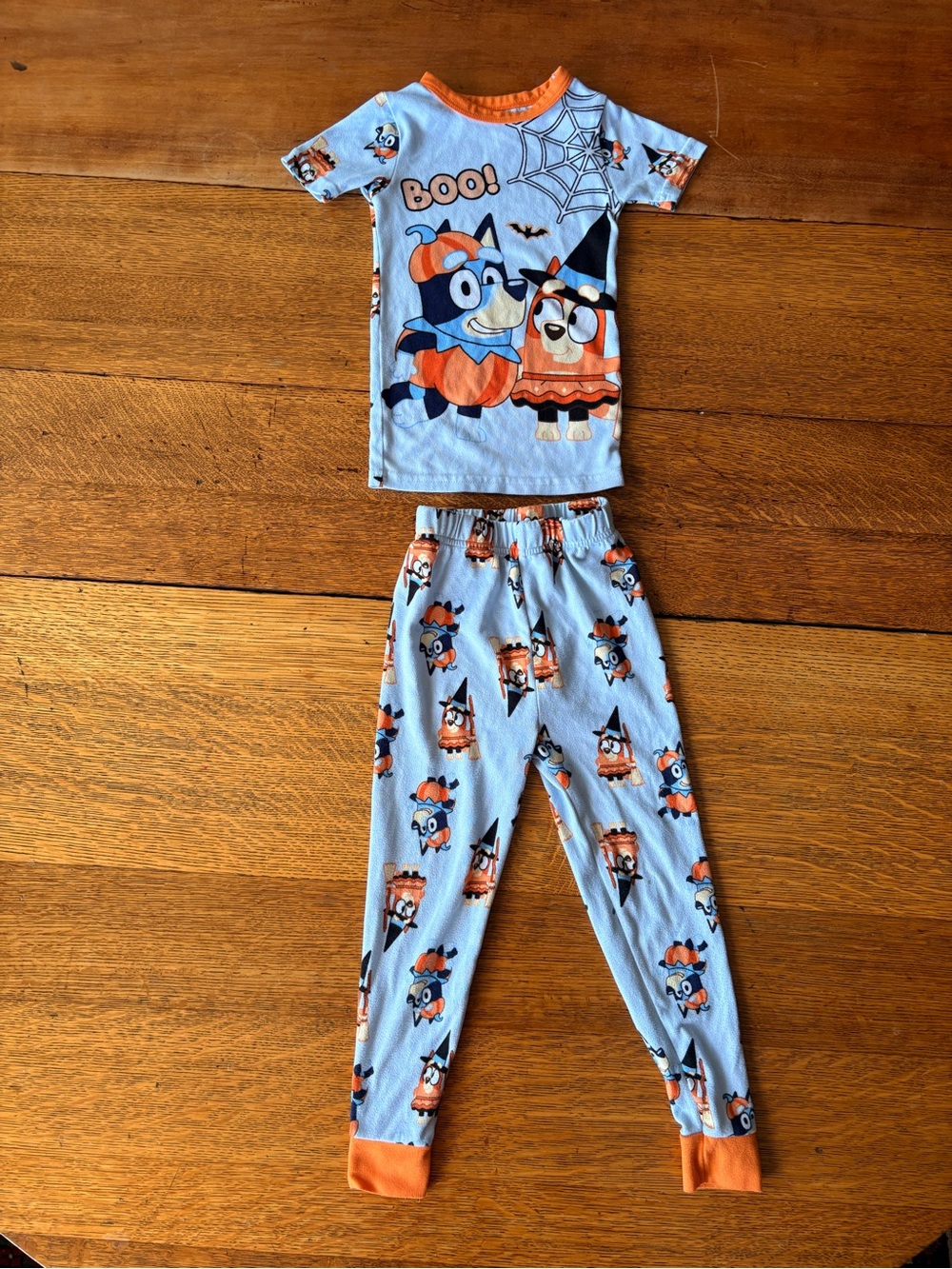 Kids Blue & Orange Halloween Matching Pajama Set